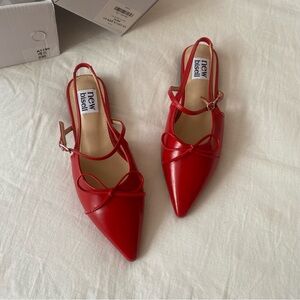 NIB Red Ribbon Flat Slingbacks Sz 6